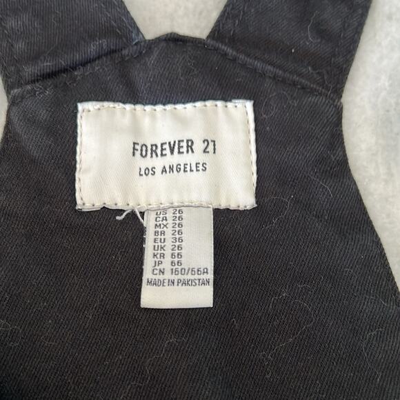 Forever 21 Black Bib Overall Ripped Skinny Jeans Size 26 Distressed Festival - Picture 4 of 15